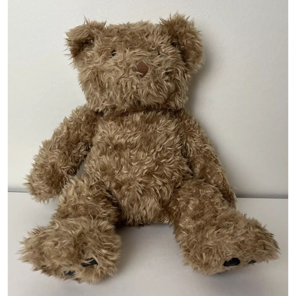 Vintage Build A Bear Curly Teddy Bear 14" Tan Faux Leather Paws Says I LOVE YOU